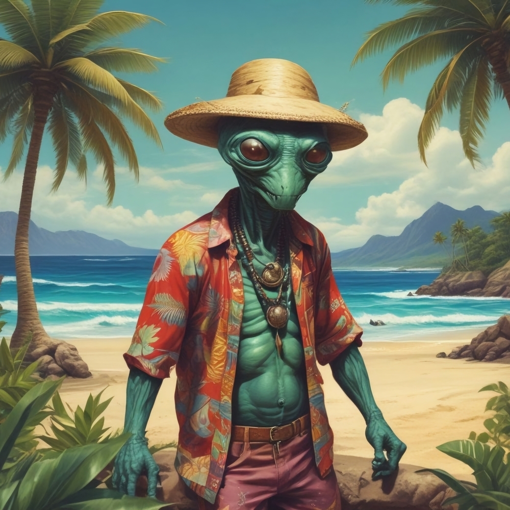 Alien Beach Vibes Art Print 8x10